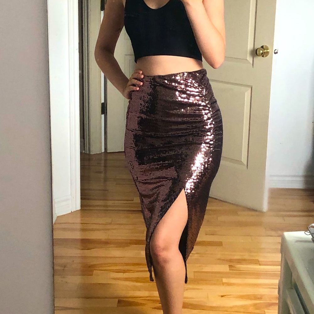Sequin Bronze Skirt - Picture 5 of 9